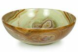 Polished Green Banded Calcite Bowl - Pakistan #264759-1